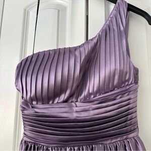 Elegant One-Shoulder silk Purple Gown megara disney drape pockets  sz 1 xxs